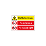 Highly Flammable No Smoking No Naked Light Sign