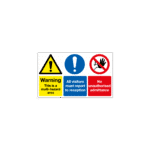 Warning This Is A Multi-Hazard Area All Visitors Must Report To..No Admittance Sign