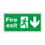 Fire Exit Running Man Arrow Down Sign