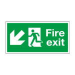 Fire Exit Running Man Arrow Down Left Sign