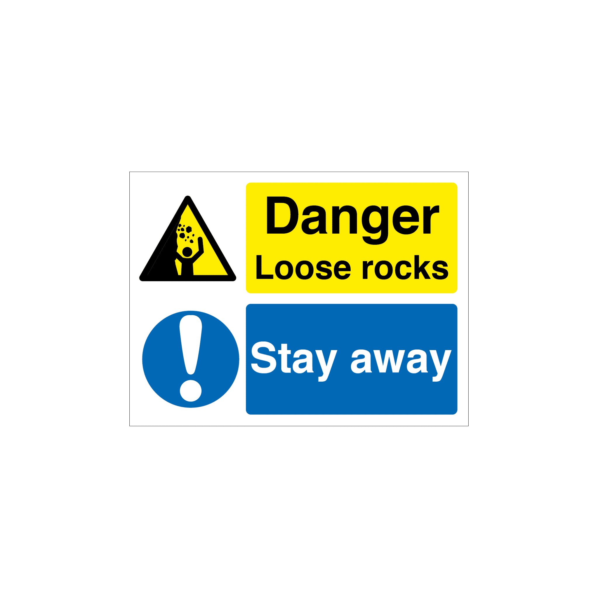 MASTER-COPY-Aggregate-Industries-Quarry-signs-12.png Danger Loose Rocks - Stay Away Sign - Image 1