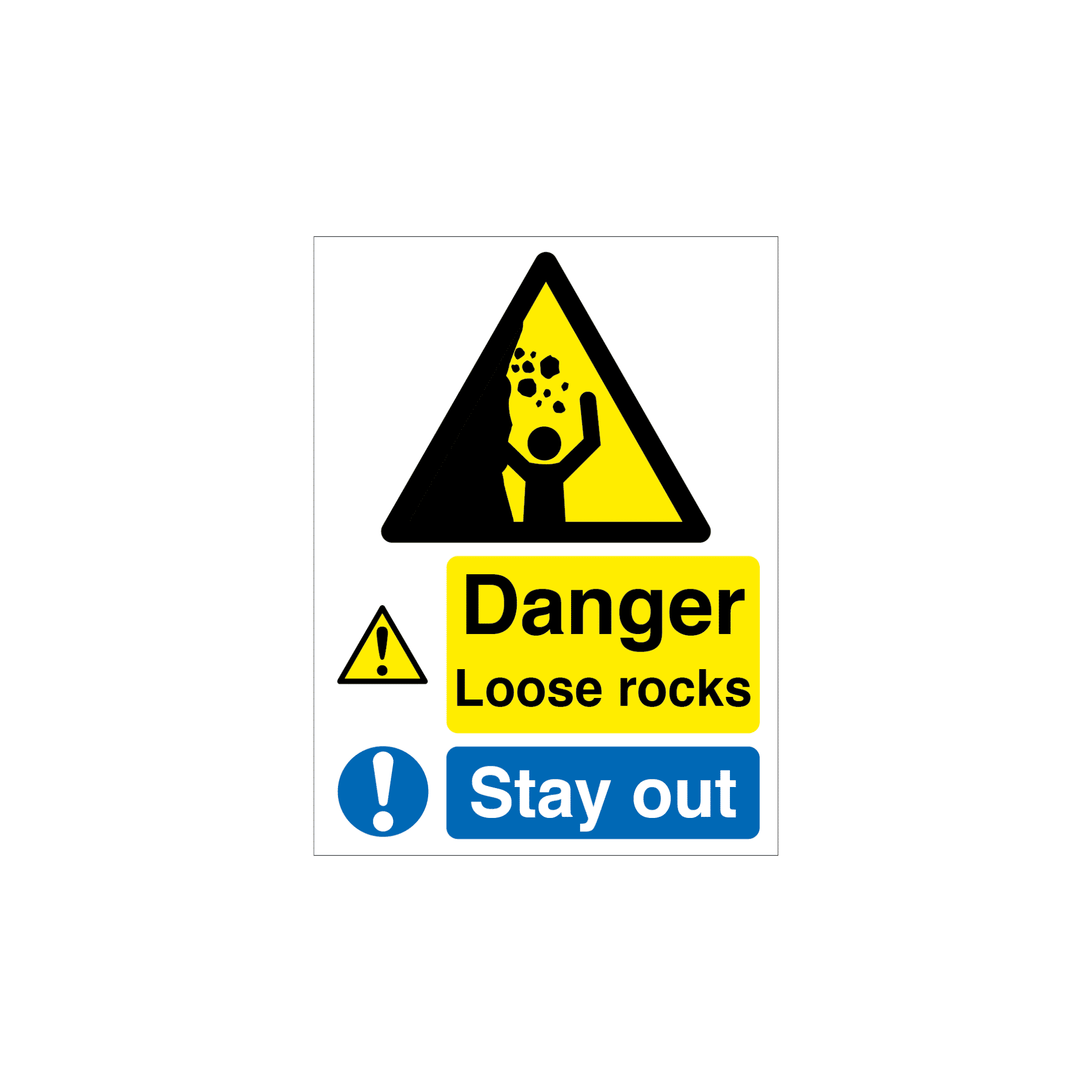 MASTER-COPY-Aggregate-Industries-Quarry-signs-13.png Danger Loose Rocks - Stay Out Quarry Sign - Image 1