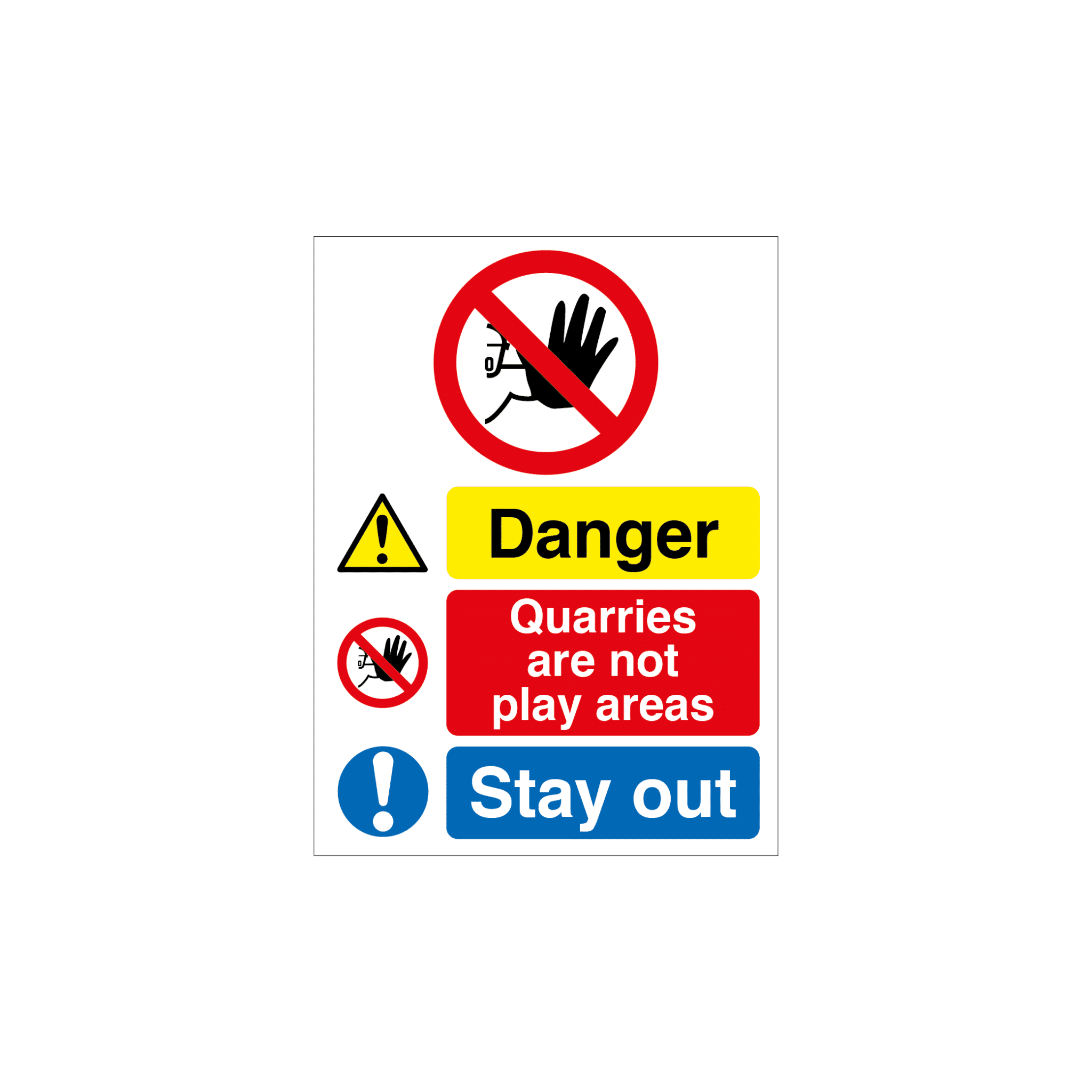 MASTER-COPY-Aggregate-Industries-Quarry-signs-19.png Danger Quarries Are Not Play Areas - Stay Out Quarry Sign - Image 1