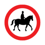 Ridden Or Accompanied Horses Prohibited Road Traffic Sign - RA2 Reflective