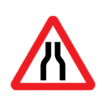 Road Narrows Ahead Road Traffic Sign - RA2 Reflective