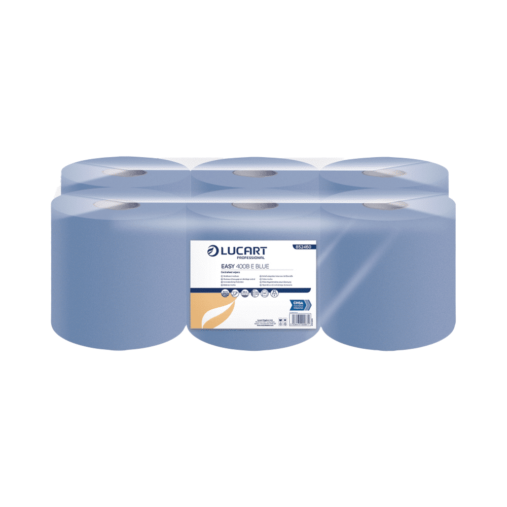 index-1-5-1.png Lucart Professional 2-Ply Blue Centrefeed Roll (Pack of 6) - Image 1